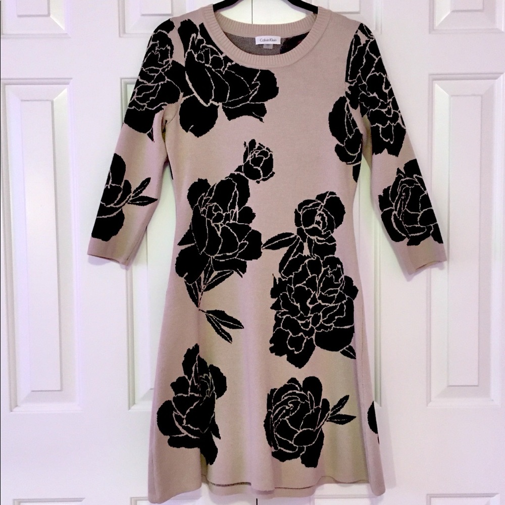 Calvin Klein Floral Sweater Dress